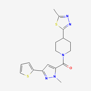 (4-(5-methyl-1,3,4-thiadiazol-2-yl)piperidin-1-yl)(1-methyl-3-(thiophen-2-yl)-1H-pyrazol-5-yl)methanone