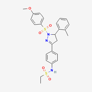 N-[4-[2-(4-methoxyphenyl)sulfonyl-3-(2-methylphenyl)-3,4-dihydropyrazol-5-yl]phenyl]ethanesulfonamide