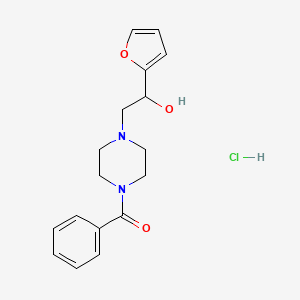 molecular formula C17H21ClN2O3 B2548846 2-(4-benzoylpiperazin-1-yl)-1-(furan-2-yl)ethan-1-ol hydrochloride CAS No. 1396806-46-4