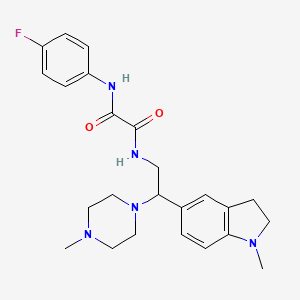 molecular formula C24H30FN5O2 B2548863 N1-(4-fluorophenyl)-N2-(2-(1-methylindolin-5-yl)-2-(4-methylpiperazin-1-yl)ethyl)oxalamide CAS No. 922068-42-6