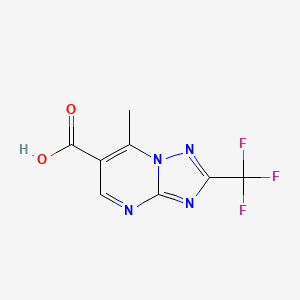 molecular formula C8H5F3N4O2 B2548874 7-methyl-2-(trifluoromethyl)-[1,2,4]triazolo[1,5-a]pyrimidine-6-carboxylic acid CAS No. 924846-75-3