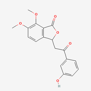 molecular formula C18H16O6 B2548879 3-(2-(3-hydroxyphenyl)-2-oxoethyl)-6,7-dimethoxyisobenzofuran-1(3H)-one CAS No. 725217-41-4