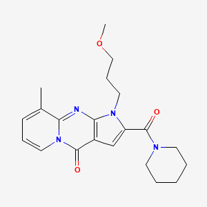 molecular formula C21H26N4O3 B2548891 1-(3-methoxypropyl)-9-methyl-2-(piperidine-1-carbonyl)pyrido[1,2-a]pyrrolo[2,3-d]pyrimidin-4(1H)-one CAS No. 900296-48-2