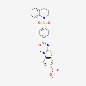 (E)-methyl 2-((4-((3,4-dihydroquinolin-1(2H)-yl)sulfonyl)benzoyl)imino)-3-methyl-2,3-dihydrobenzo[d]thiazole-6-carboxylate