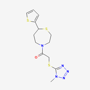 molecular formula C13H17N5OS3 B2548901 2-((1-甲基-1H-四唑-5-基)硫代)-1-(7-(噻吩-2-基)-1,4-噻氮杂环-4-基)乙酮 CAS No. 1704518-45-5