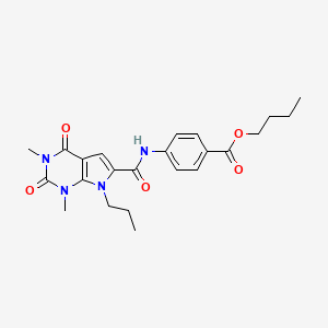 molecular formula C23H28N4O5 B2548906 butyl 4-(1,3-dimethyl-2,4-dioxo-7-propyl-2,3,4,7-tetrahydro-1H-pyrrolo[2,3-d]pyrimidine-6-carboxamido)benzoate CAS No. 1021059-44-8