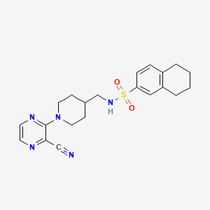 molecular formula C21H25N5O2S B2548907 N-((1-(3-氰基吡嗪-2-基)哌啶-4-基)甲基)-5,6,7,8-四氢萘-2-磺酰胺 CAS No. 1797726-45-4