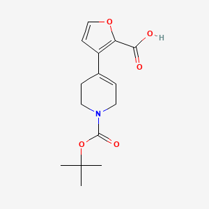 molecular formula C15H19NO5 B2548960 3-[1-[(2-Methylpropan-2-yl)oxycarbonyl]-3,6-dihydro-2H-pyridin-4-yl]furan-2-carboxylic acid CAS No. 2490403-88-6