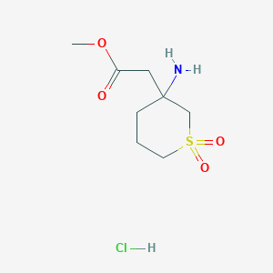 molecular formula C8H16ClNO4S B2548996 methyl2-(3-amino-1,1-dioxo-1lambda6-thian-3-yl)acetatehydrochloride CAS No. 2503202-16-0
