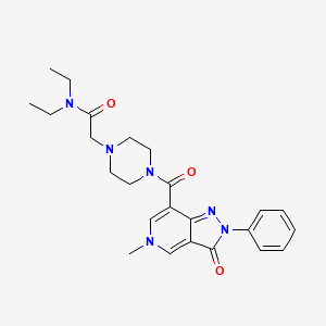 molecular formula C24H30N6O3 B2548998 N,N-diethyl-2-(4-(5-methyl-3-oxo-2-phenyl-3,5-dihydro-2H-pyrazolo[4,3-c]pyridine-7-carbonyl)piperazin-1-yl)acetamide CAS No. 1021210-21-8