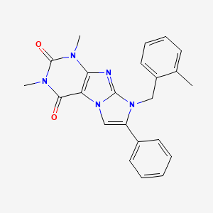 molecular formula C23H21N5O2 B2549007 1,3-dimethyl-8-[(2-methylphenyl)methyl]-7-phenyl-1H,2H,3H,4H,8H-imidazo[1,2-g]purine-2,4-dione CAS No. 923490-71-5