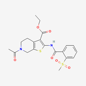 molecular formula C20H22N2O6S2 B2549018 Ethyl 6-acetyl-2-(2-(methylsulfonyl)benzamido)-4,5,6,7-tetrahydrothieno[2,3-c]pyridine-3-carboxylate CAS No. 896368-70-0
