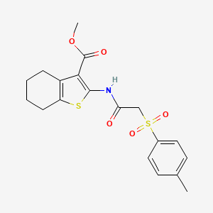 molecular formula C19H21NO5S2 B2549029 methyl 2-[2-(4-methylbenzenesulfonyl)acetamido]-4,5,6,7-tetrahydro-1-benzothiophene-3-carboxylate CAS No. 895449-93-1