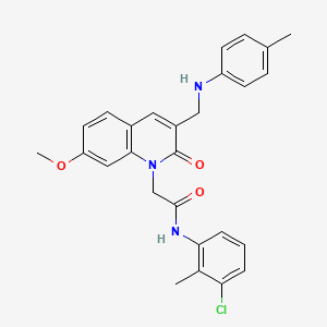 B2549053 N-(3-chloro-2-methylphenyl)-2-(7-methoxy-2-oxo-3-((p-tolylamino)methyl)quinolin-1(2H)-yl)acetamide CAS No. 893788-88-0