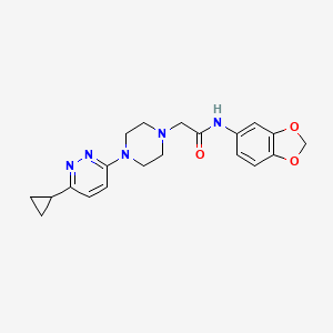 molecular formula C20H23N5O3 B2549093 N-(2H-1,3-benzodioxol-5-yl)-2-[4-(6-cyclopropylpyridazin-3-yl)piperazin-1-yl]acetamide CAS No. 2034315-12-1