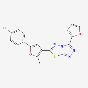 molecular formula C18H11ClN4O2S B2549131 6-[5-(4-Chlorophenyl)-2-methylfuran-3-yl]-3-(furan-2-yl)-[1,2,4]triazolo[3,4-b][1,3,4]thiadiazole CAS No. 852399-31-6