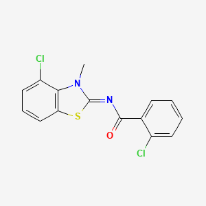 molecular formula C15H10Cl2N2OS B2549136 2-chloro-N-[(2E)-4-chloro-3-methyl-2,3-dihydro-1,3-benzothiazol-2-ylidene]benzamide CAS No. 865543-81-3
