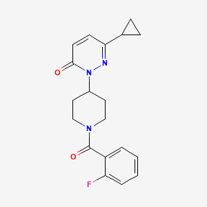 molecular formula C19H20FN3O2 B2549142 6-Cyclopropyl-2-[1-(2-fluorobenzoyl)piperidin-4-yl]-2,3-dihydropyridazin-3-one CAS No. 2310101-36-9