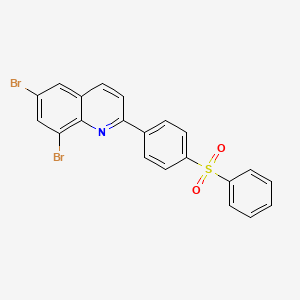 molecular formula C21H13Br2NO2S B2549305 2-[4-(Benzenesulfonyl)phenyl]-6,8-dibromoquinoline CAS No. 861210-54-0