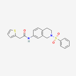 molecular formula C21H20N2O3S2 B2549361 N-(2-(phenylsulfonyl)-1,2,3,4-tetrahydroisoquinolin-7-yl)-2-(thiophen-2-yl)acetamide CAS No. 954683-18-2