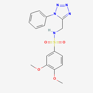 molecular formula C16H17N5O4S B2549383 3,4-dimethoxy-N-((1-phenyl-1H-tetrazol-5-yl)methyl)benzenesulfonamide CAS No. 1005306-71-7