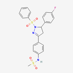 N-[4-[2-(benzenesulfonyl)-3-(4-fluorophenyl)-3,4-dihydropyrazol-5-yl]phenyl]methanesulfonamide