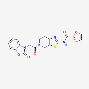 molecular formula C20H16N4O5S B2549424 N-(5-(2-(2-oxobenzo[d]oxazol-3(2H)-yl)acetyl)-4,5,6,7-tetrahydrothiazolo[5,4-c]pyridin-2-yl)furan-2-carboxamide CAS No. 1351620-55-7