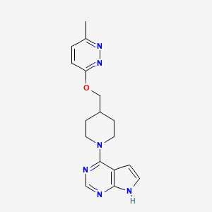 molecular formula C17H20N6O B2549455 3-methyl-6-[(1-{7H-pyrrolo[2,3-d]pyrimidin-4-yl}piperidin-4-yl)methoxy]pyridazine CAS No. 2320861-52-5