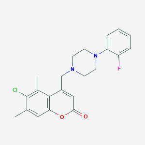 B2549465 6-Chloro-4-[[4-(2-fluorophenyl)piperazin-1-yl]methyl]-5,7-dimethylchromen-2-one CAS No. 877792-50-2