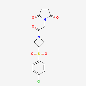 molecular formula C15H15ClN2O5S B2549474 1-(2-(3-((4-Chlorophenyl)sulfonyl)azetidin-1-yl)-2-oxoethyl)pyrrolidine-2,5-dione CAS No. 1797848-68-0