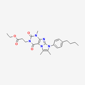 molecular formula C25H31N5O4 B2549483 Ethyl 3-[8-(4-butylphenyl)-1,6,7-trimethyl-2,4-dioxo-1,3,5-trihydro-4-imidazol ino[1,2-h]purin-3-yl]propanoate CAS No. 896302-03-7
