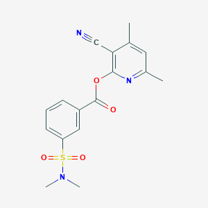molecular formula C17H17N3O4S B2549497 3-Cyano-4,6-dimethyl-2-pyridinyl 3-[(dimethylamino)sulfonyl]benzenecarboxylate CAS No. 400077-16-9