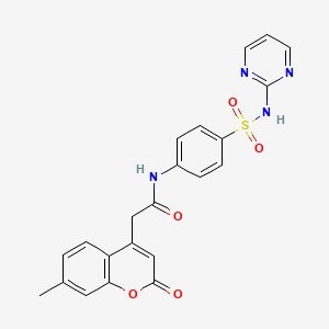 2-(7-methyl-2-oxo-2H-chromen-4-yl)-N-(4-(N-(pyrimidin-2-yl)sulfamoyl)phenyl)acetamide