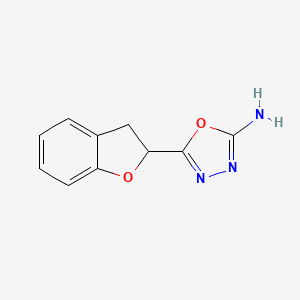 molecular formula C10H9N3O2 B2549518 5-(2,3-Dihydro-1-benzofuran-2-yl)-1,3,4-oxadiazol-2-amine CAS No. 1016504-22-5