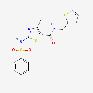 molecular formula C17H17N3O3S3 B2549520 4-methyl-2-(4-methylbenzenesulfonamido)-N-[(thiophen-2-yl)methyl]-1,3-thiazole-5-carboxamide CAS No. 941925-55-9