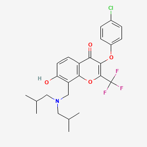 8-[[Bis(2-methylpropyl)amino]methyl]-3-(4-chlorophenoxy)-7-hydroxy-2-(trifluoromethyl)chromen-4-one