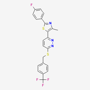2-(4-Fluorophenyl)-4-methyl-5-(6-((4-(trifluoromethyl)benzyl)thio)pyridazin-3-yl)thiazole