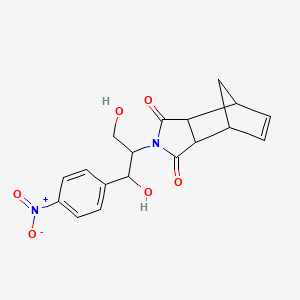 molecular formula C18H18N2O6 B2549559 2-(1,3-dihydroxy-1-(4-nitrophenyl)propan-2-yl)-3a,4,7,7a-tetrahydro-1H-4,7-methanoisoindole-1,3(2H)-dione CAS No. 430428-96-9
