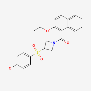 molecular formula C23H23NO5S B2549567 1-(2-ethoxynaphthalene-1-carbonyl)-3-(4-methoxybenzenesulfonyl)azetidine CAS No. 1705295-39-1