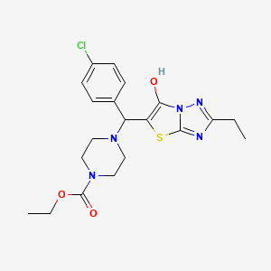 molecular formula C20H24ClN5O3S B2549568 Ethyl 4-((4-chlorophenyl)(2-ethyl-6-hydroxythiazolo[3,2-b][1,2,4]triazol-5-yl)methyl)piperazine-1-carboxylate CAS No. 898366-97-7