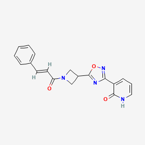 molecular formula C19H16N4O3 B2549574 (E)-3-(5-(1-cinnamoylazetidin-3-yl)-1,2,4-oxadiazol-3-yl)pyridin-2(1H)-one CAS No. 1396891-23-8