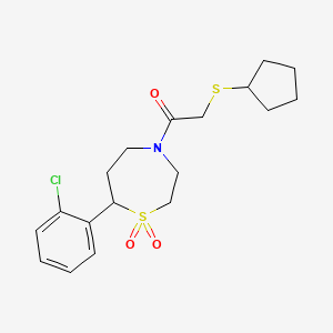 1-(7-(2-Chlorophenyl)-1,1-dioxido-1,4-thiazepan-4-yl)-2-(cyclopentylthio)ethanone
