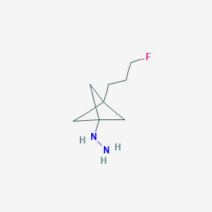 molecular formula C8H15FN2 B2549583 [3-(3-Fluoropropyl)-1-bicyclo[1.1.1]pentanyl]hydrazine CAS No. 2287275-38-9