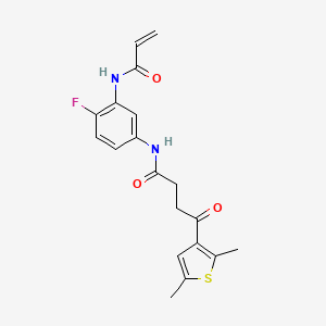molecular formula C19H19FN2O3S B2549590 4-(2,5-dimethylthiophen-3-yl)-N-[4-fluoro-3-(prop-2-enamido)phenyl]-4-oxobutanamide CAS No. 1384642-10-7