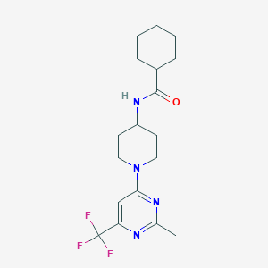 molecular formula C18H25F3N4O B2549592 N-{1-[2-methyl-6-(trifluoromethyl)pyrimidin-4-yl]piperidin-4-yl}cyclohexanecarboxamide CAS No. 1775492-60-8