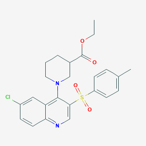 molecular formula C24H25ClN2O4S B2549597 ETHYL 1-[6-CHLORO-3-(4-METHYLBENZENESULFONYL)QUINOLIN-4-YL]PIPERIDINE-3-CARBOXYLATE CAS No. 872206-93-4