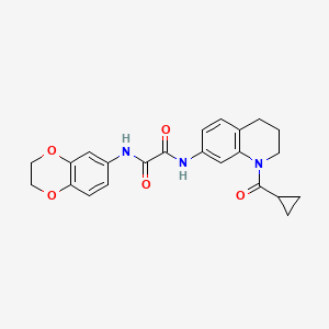 molecular formula C23H23N3O5 B2549603 N-(1-cyclopropanecarbonyl-1,2,3,4-tetrahydroquinolin-7-yl)-N'-(2,3-dihydro-1,4-benzodioxin-6-yl)ethanediamide CAS No. 898447-50-2