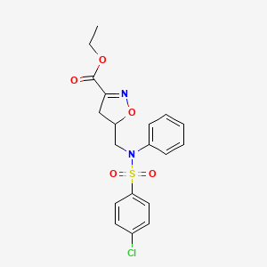Ethyl 5-({[(4-chlorophenyl)sulfonyl]anilino}methyl)-4,5-dihydro-3-isoxazolecarboxylate