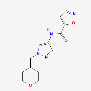 molecular formula C13H16N4O3 B2549611 N-{1-[(oxan-4-yl)methyl]-1H-pyrazol-4-yl}-1,2-oxazole-5-carboxamide CAS No. 1706273-84-8