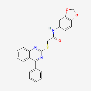 molecular formula C23H17N3O3S B2549621 N-(1,3-苯二氧杂环-5-基)-2-(4-苯基喹唑啉-2-基)硫代乙酰胺 CAS No. 710287-22-2